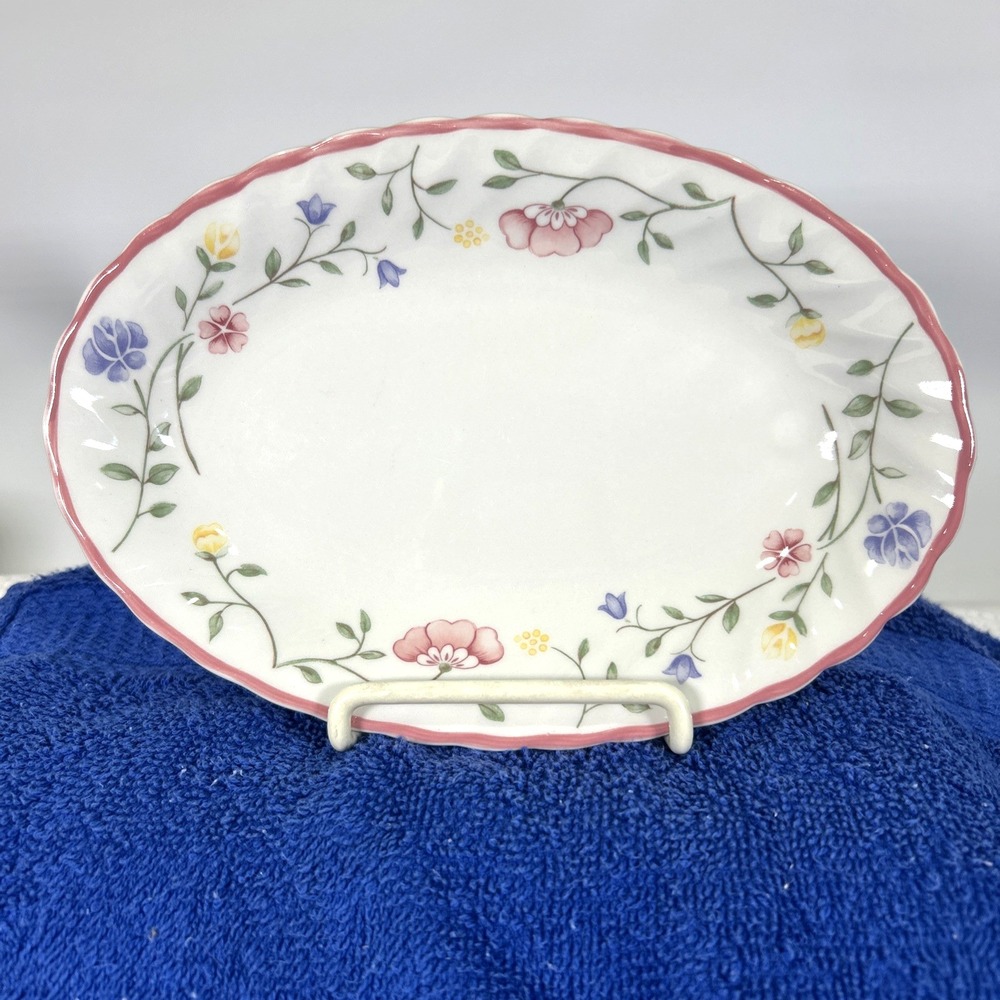 Johnson Brothers Summer Chintz Oval Platter 8x5.5 inch Gravy Boat Tray Pink